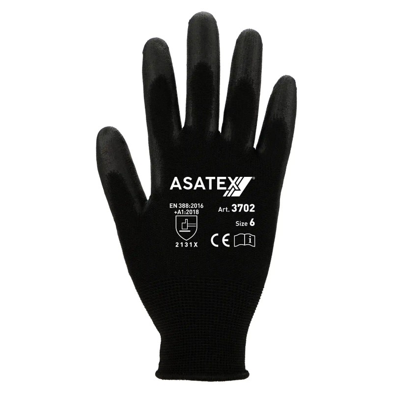 Pack de 12 pares de guantes con soporte de poliéster recubierto PU 3702